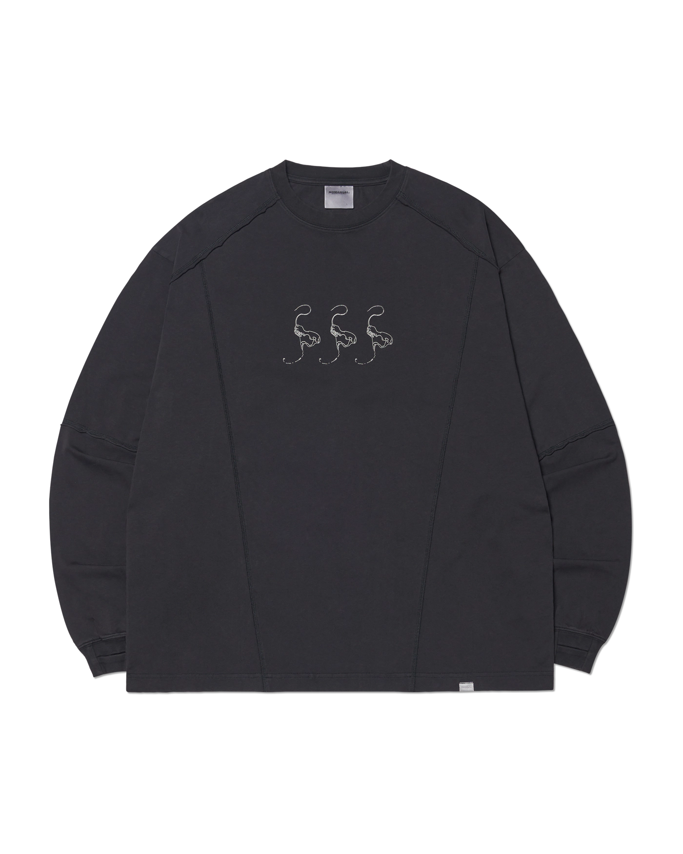 NOMANUAL OVERDYED CUTTING LONG SLEEVE TEE