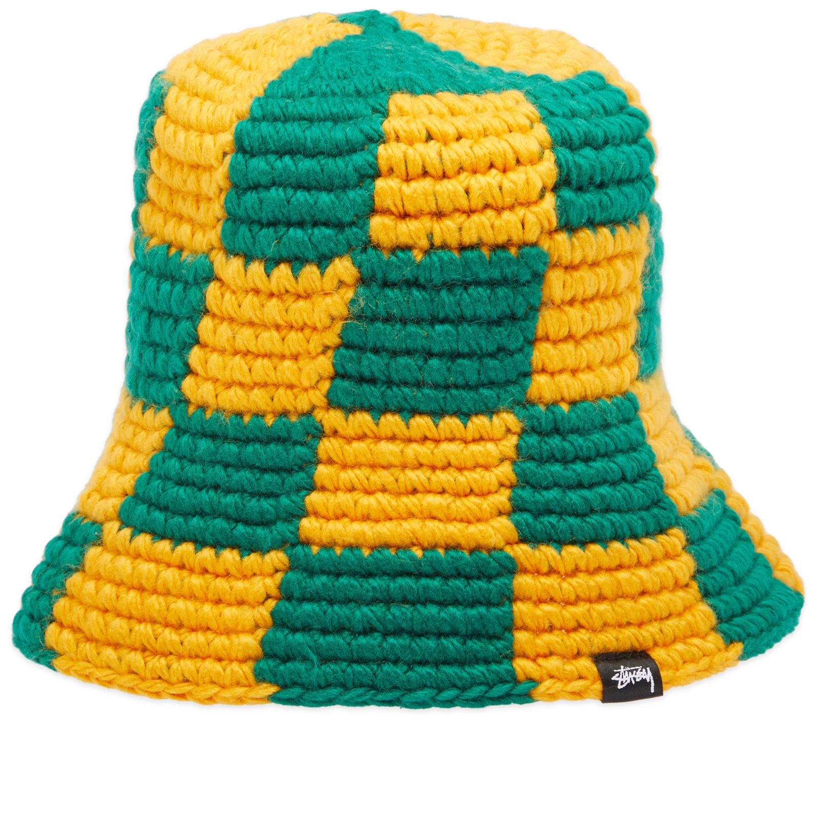 STUSSY CHECKER KNIT BUCKET HAT