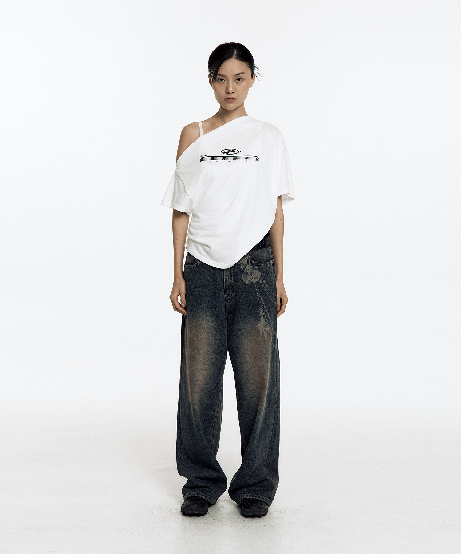 【KASHIKO】Zen One Shoulder Top KASHIKO Zen One Shoulder Top White