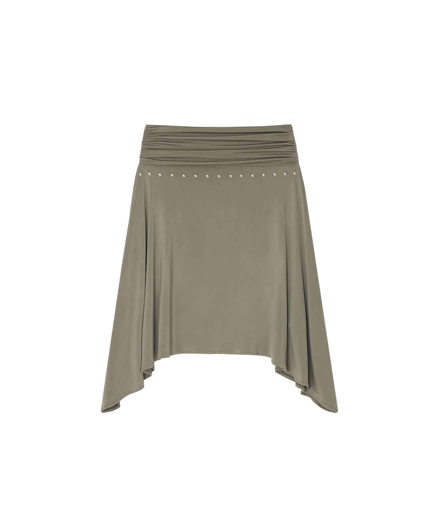 [Kashiko] Stud Drape Flare Skirt /追跡付 KASHIKO Stud Drape Flare Skirt Warm Gray