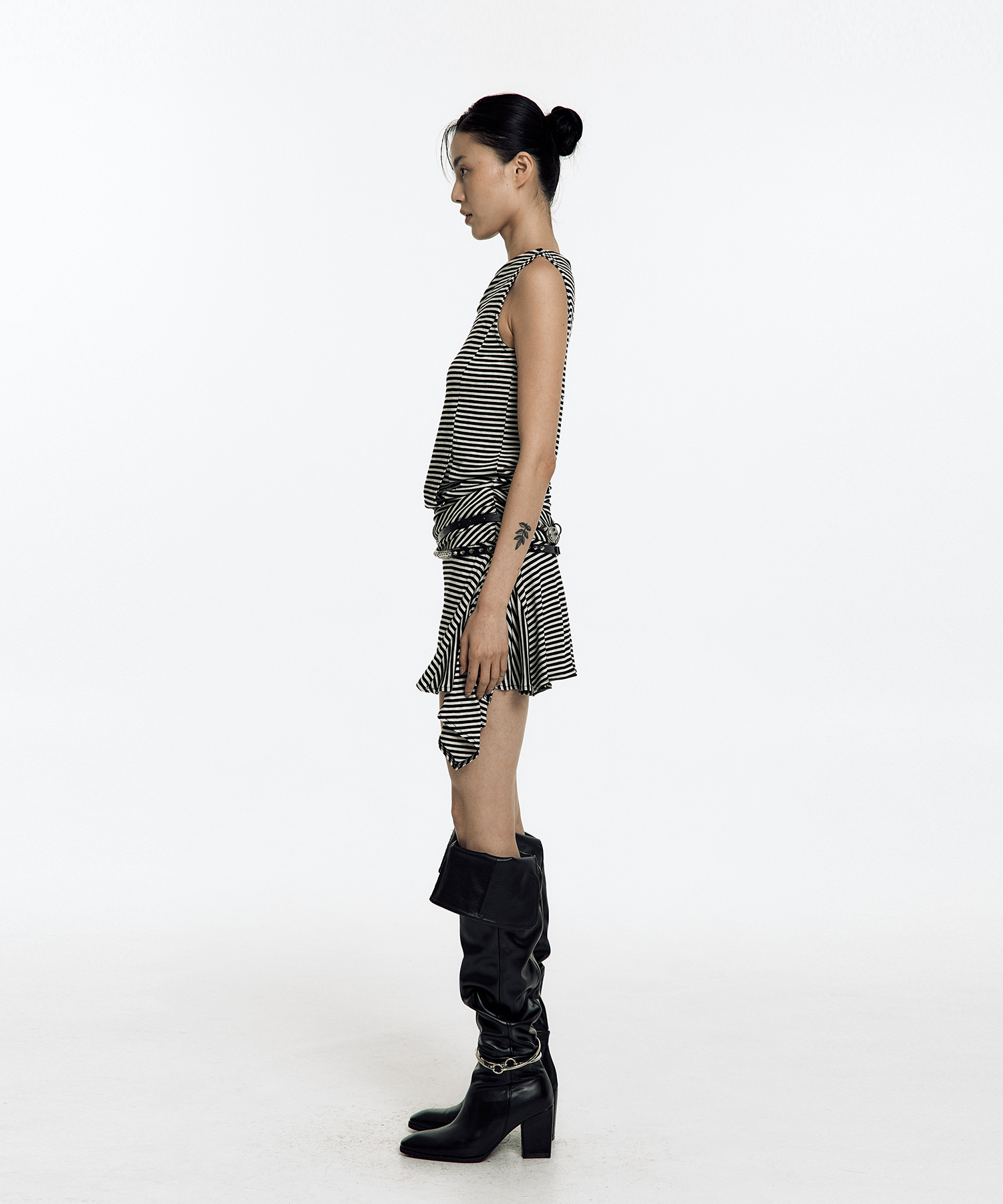 Kashiko★ワンピース★Asymmetric Stud Onepiece /追跡あり KASHIKO Asymmetric Stud Onepiece Stripe
