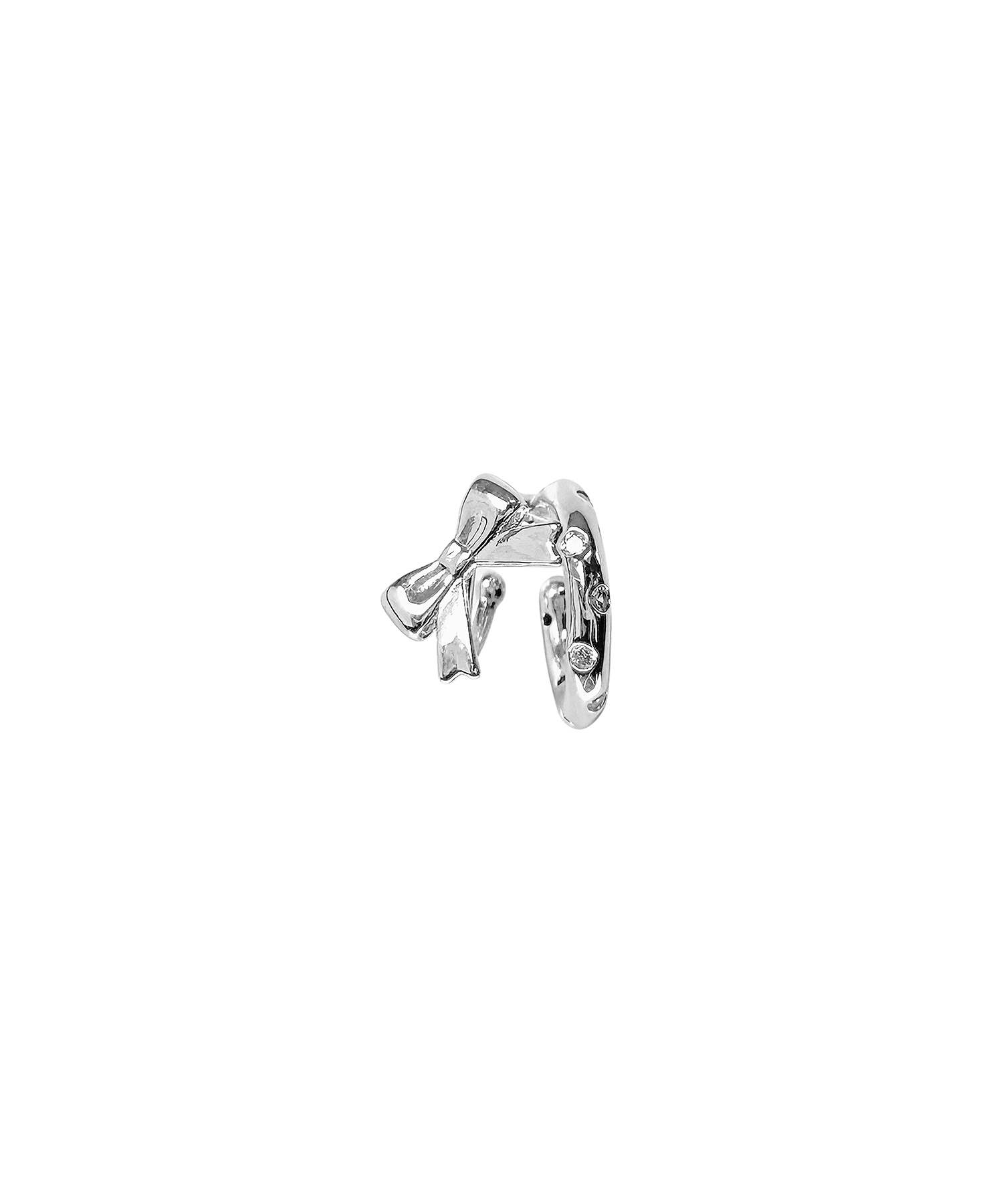 KASHIKO Cubic Big Ribbon Ear Cuff Silver