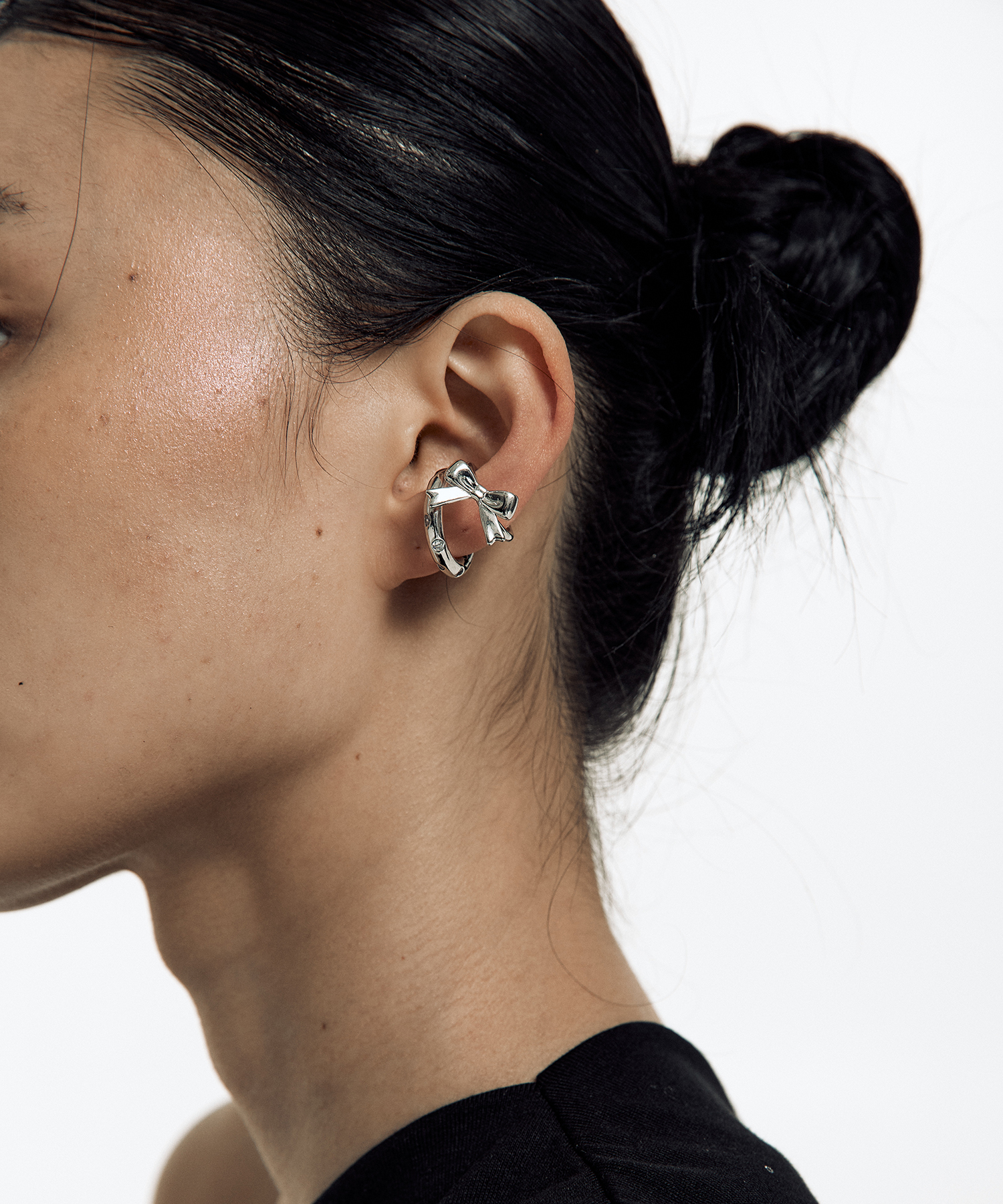 【Kashiko 25HS】Cubic Drop Ribbon Ear Cuff KASHIKO] Cubic Big Ribbon Ear Cuff – SellerWork
