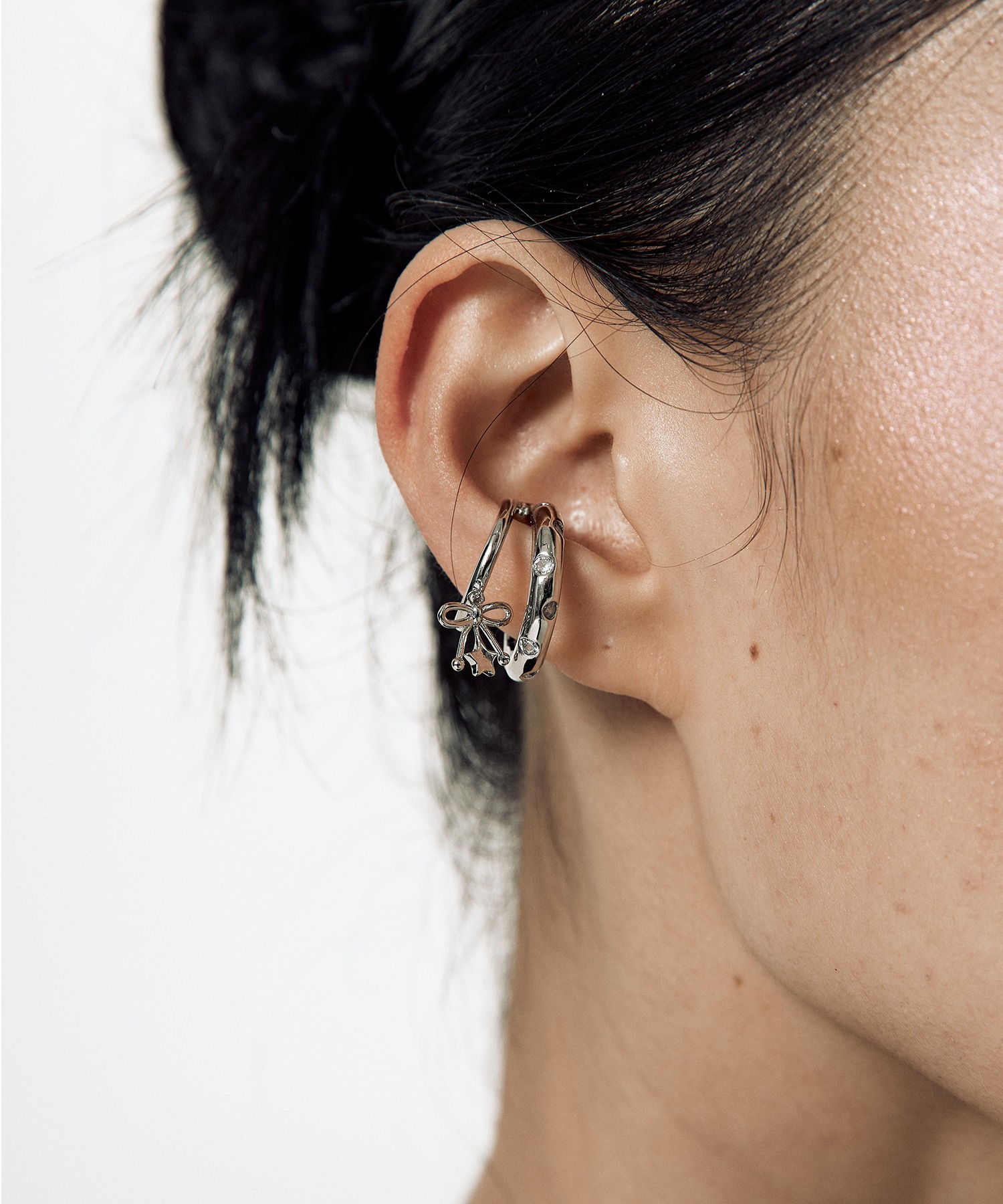 【Kashiko 25HS】Cubic Drop Ribbon Ear Cuff KASHIKO] Cubic Big Ribbon Ear Cuff – SellerWork