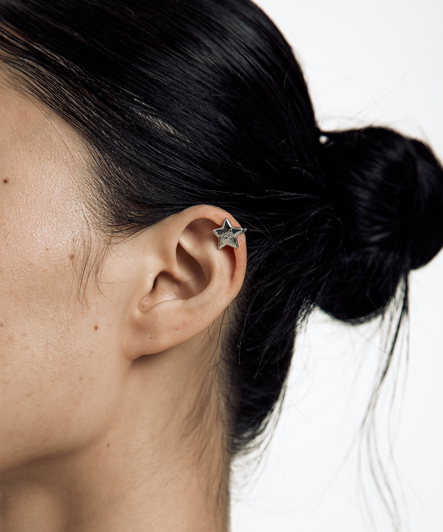 KASHIKO Drop Ribbon Star Ear Cuff Set Silver