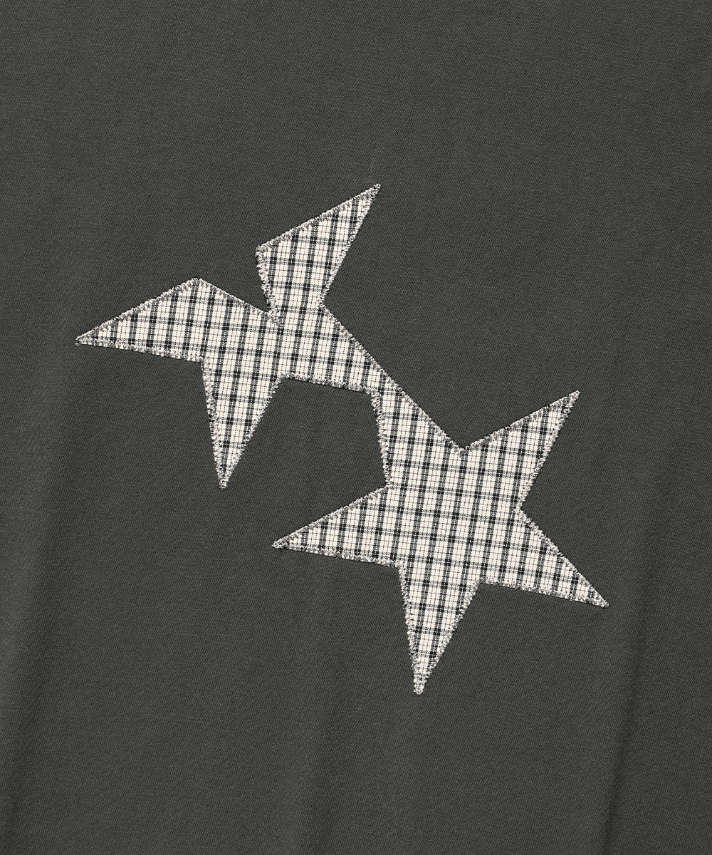 [CAVISH] TWIN STAR CHECK APPLIQUE SS TEE ★大人気★ CAVISH TWIN STAR CHECK APPLIQUE SS TEE