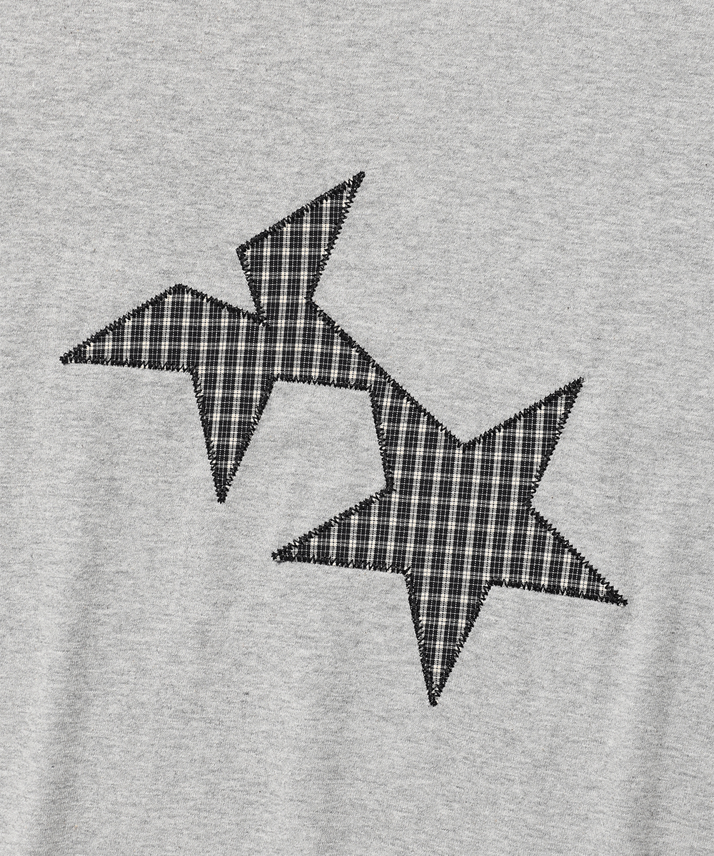 [CAVISH] TWIN STAR CHECK APPLIQUE SS TEE ★大人気★ CAVISH TWIN STAR CHECK APPLIQUE SS TEE