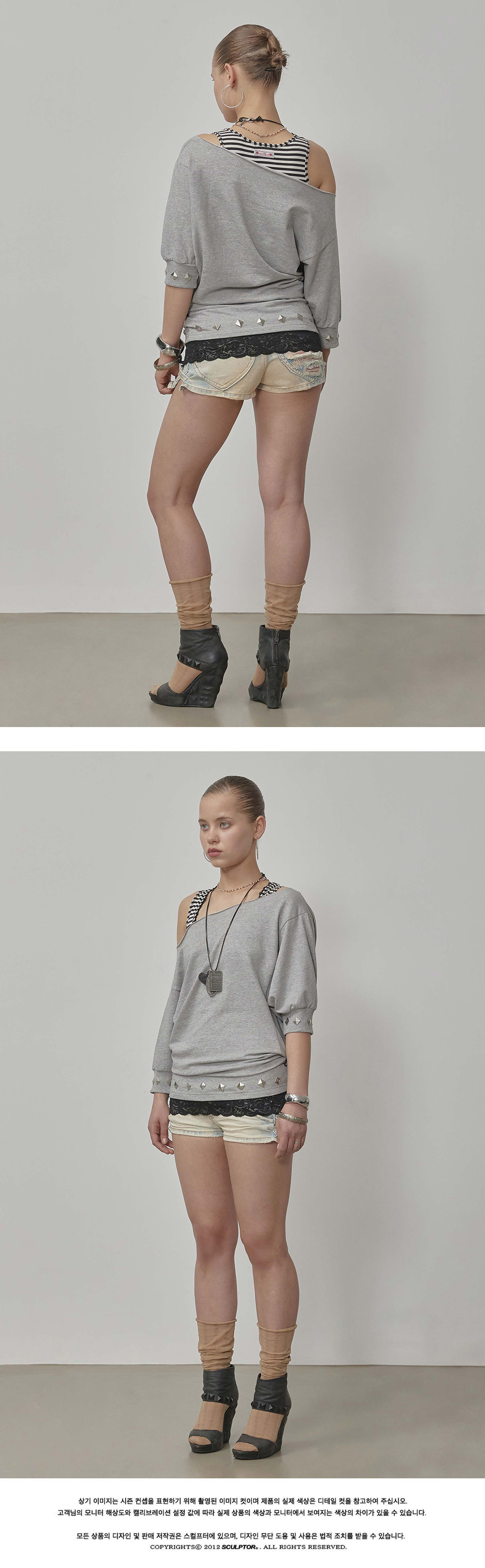 【SCULPTOR】Stud Half Sleeve Sweatshirt Black MUSINSA | SCULPTOR Stud Half Sleeve Sweatshirt Black