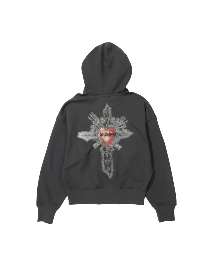 ★SCULPTOR★ Beaded Saint Hoodie ZipUp Charcoal SC24A121FLCH SCULPTOR Beaded Saint Hoodie Zip-Up