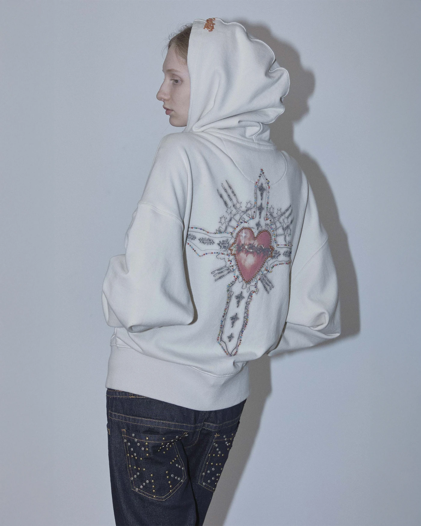 SCULPTOR Beaded Saint Hoodie Zip-Up