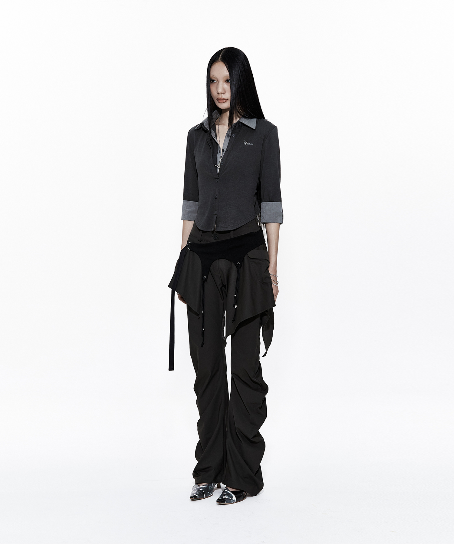 Kashiko(カシコ) kashiko Layered Strap Pants Black S Kashiko