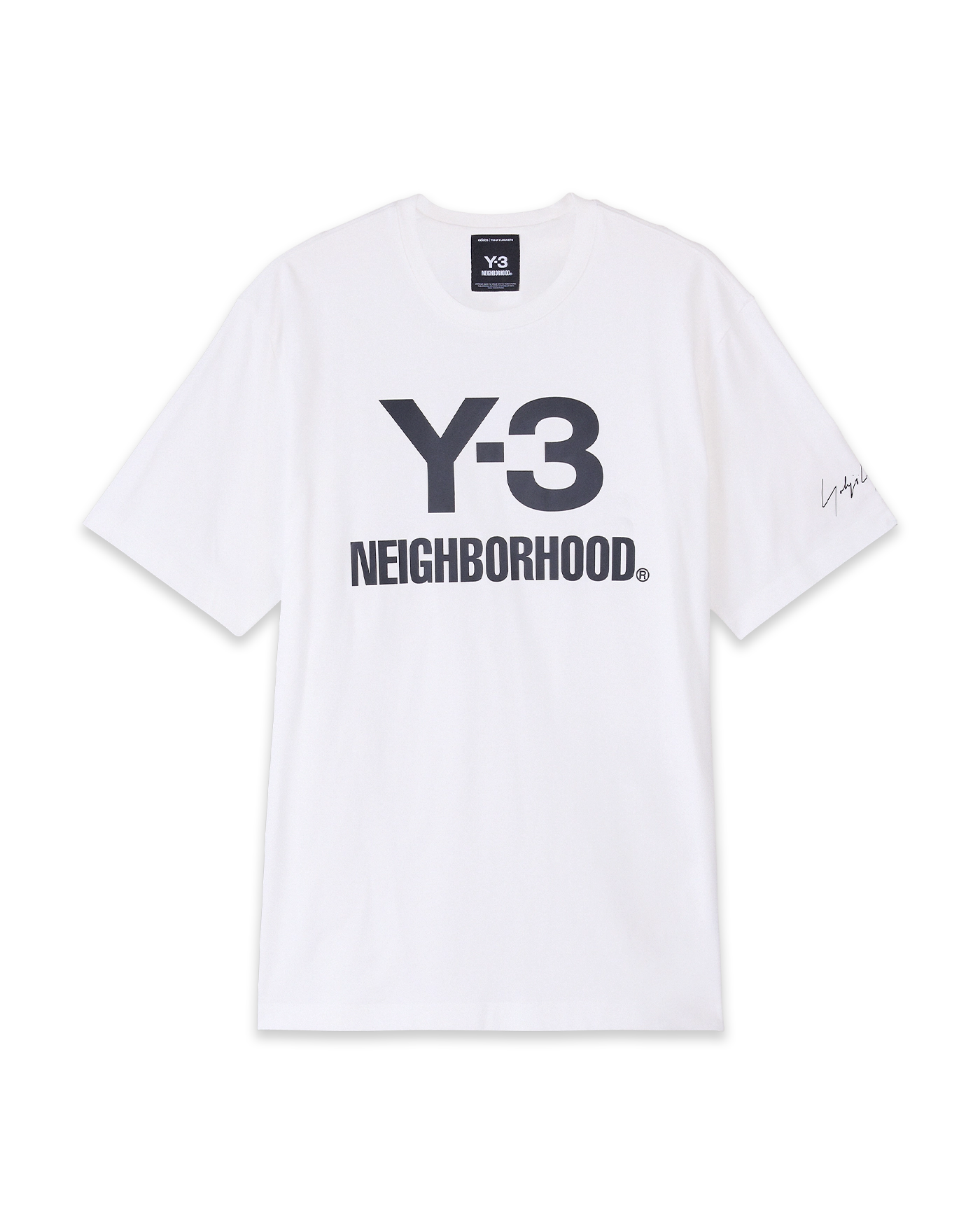 네이버후드 X 와이쓰리 로고 반팔 티셔츠 코어 화이트 JX7449 | 카시나