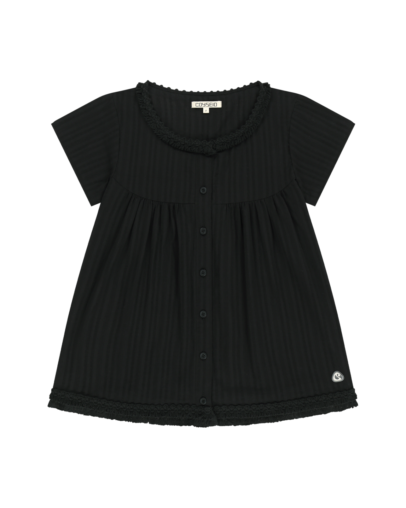 COYSEIO ブラック フリンジ シャーリング ブラウス 코이세이오 프린지 셔링 블라우스 블랙 CY26SSTOST002-BLACK | 카시나