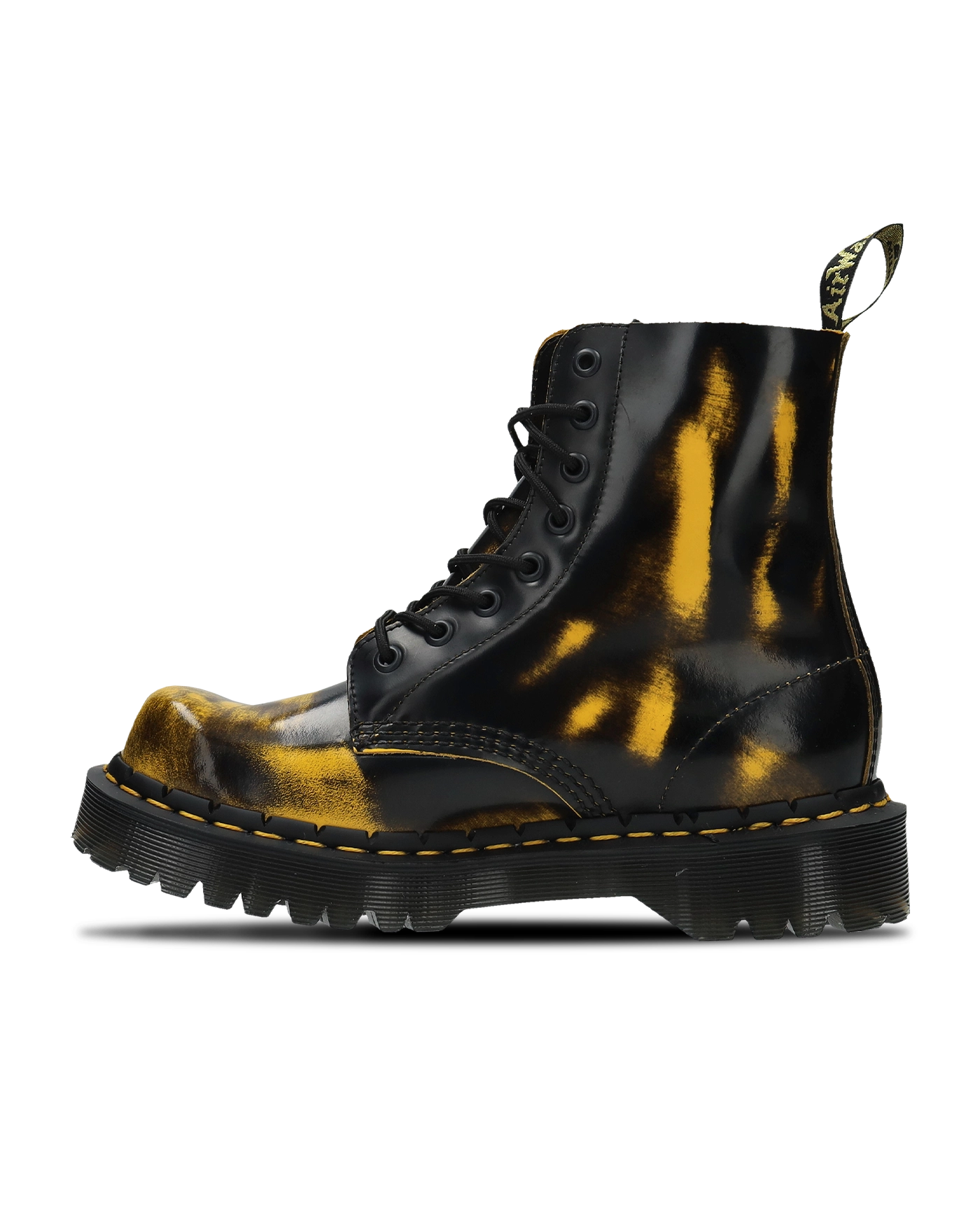 ★関税込★DR.MARTENS★MIE 1460 RUB OFF★BLACK+DMS YELLOW Dr. Martens 1460 Black/Dms Yellow Rub Off Lux BEX