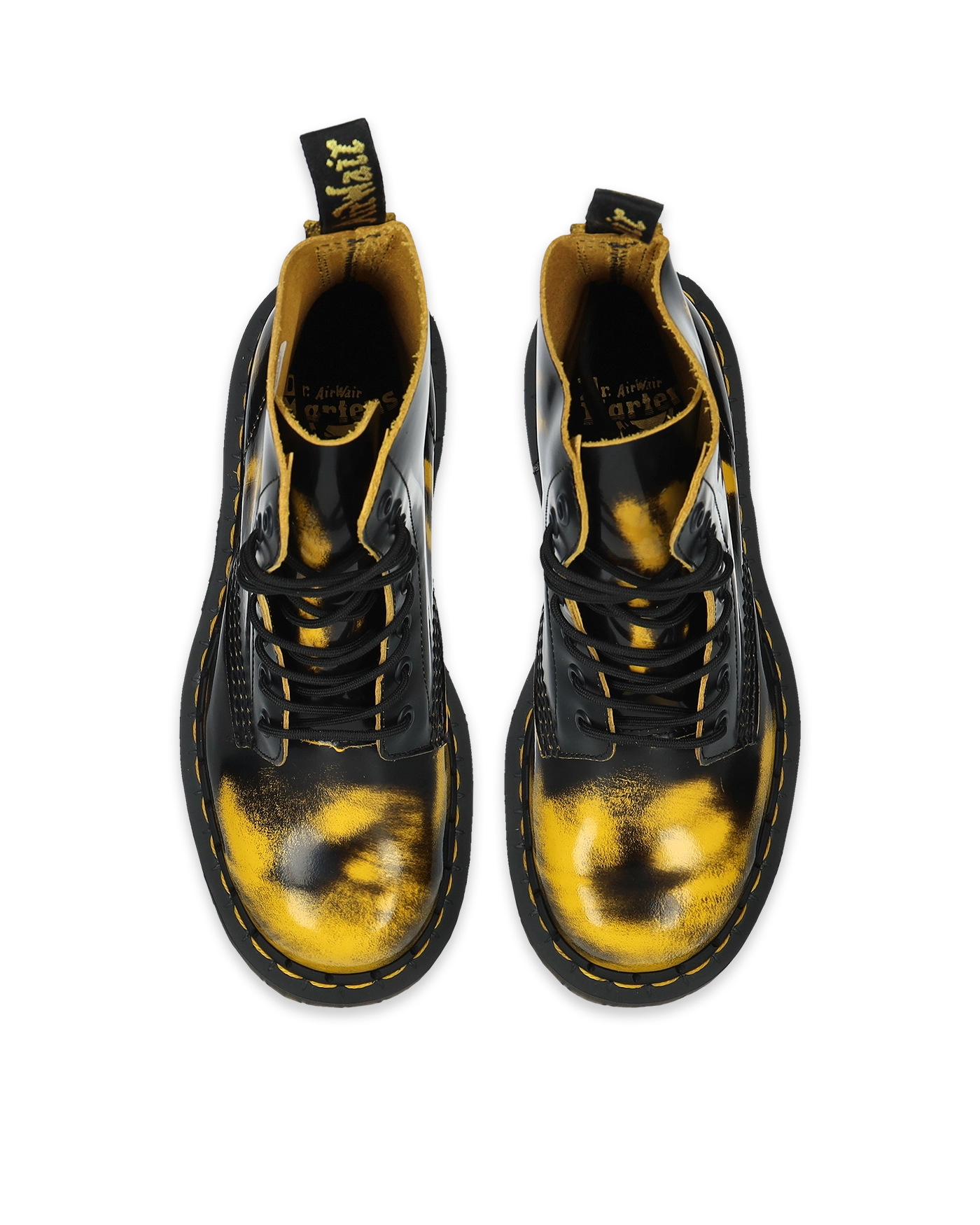 ☆人気☆【DR.MARTENS】☆MIE 1460 RUB OFF☆BLACK+DMS YELLOW☆ ☆関税込☆DR.MARTENS☆MIE 1460 RUB OFF☆BLACK+DMS YELLOW