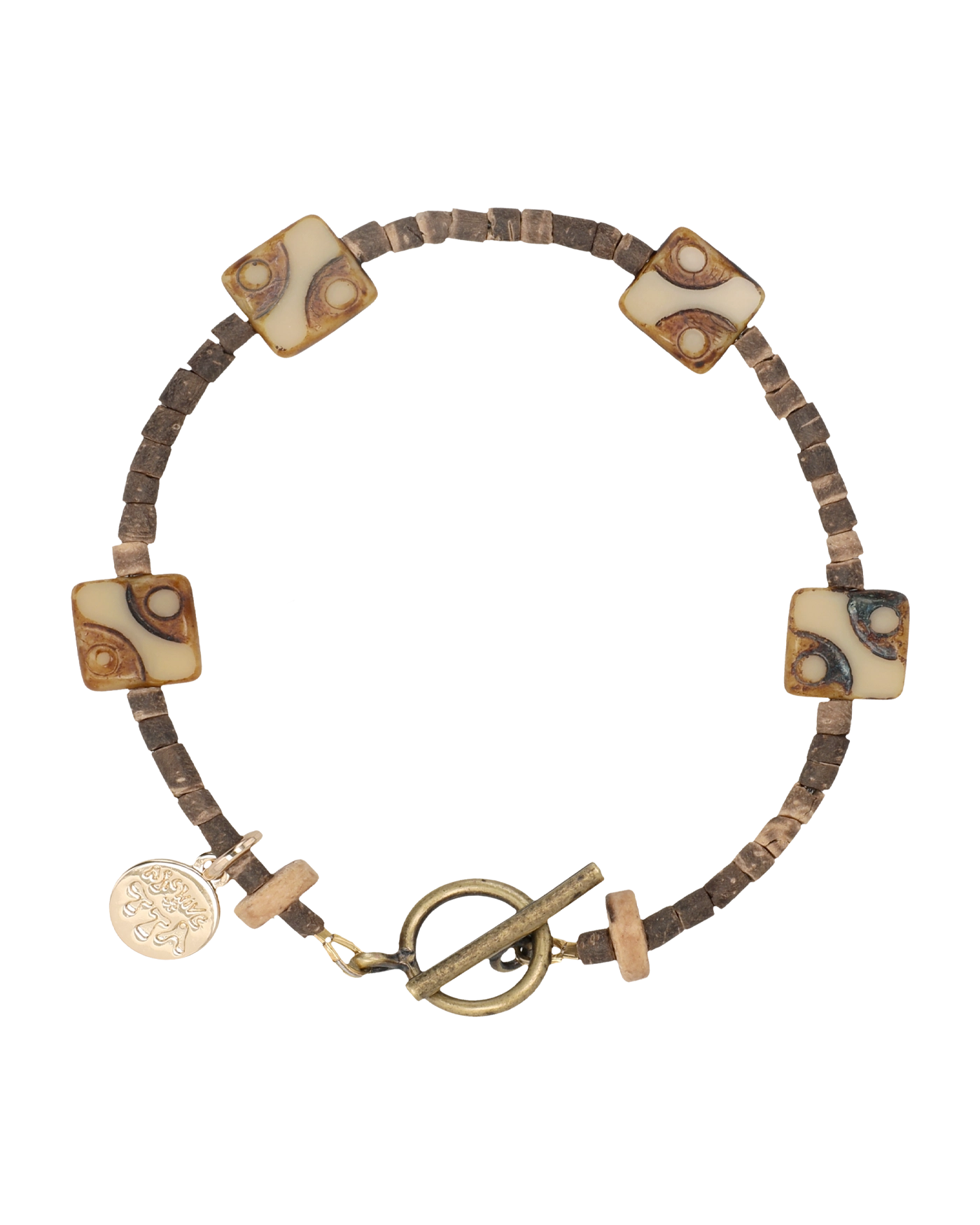 ●tow tow archive● Graphicos Leather Bracelet Brown TBH52AB TOWTOW ARCHIVE Graphikos Leather Bracelet