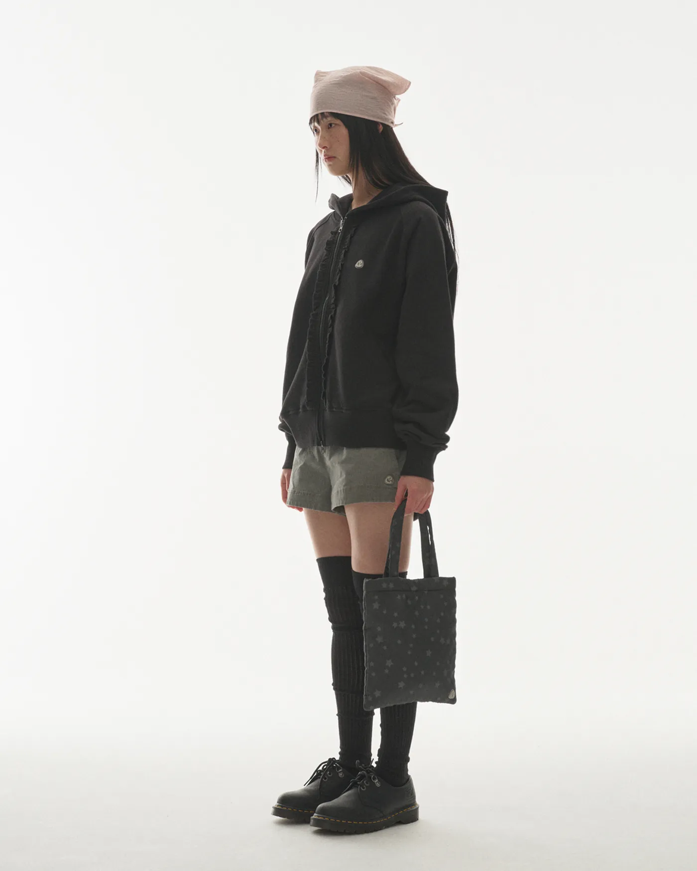 COYSEIO RUFFLE LACE HOOD ZIP-UP
