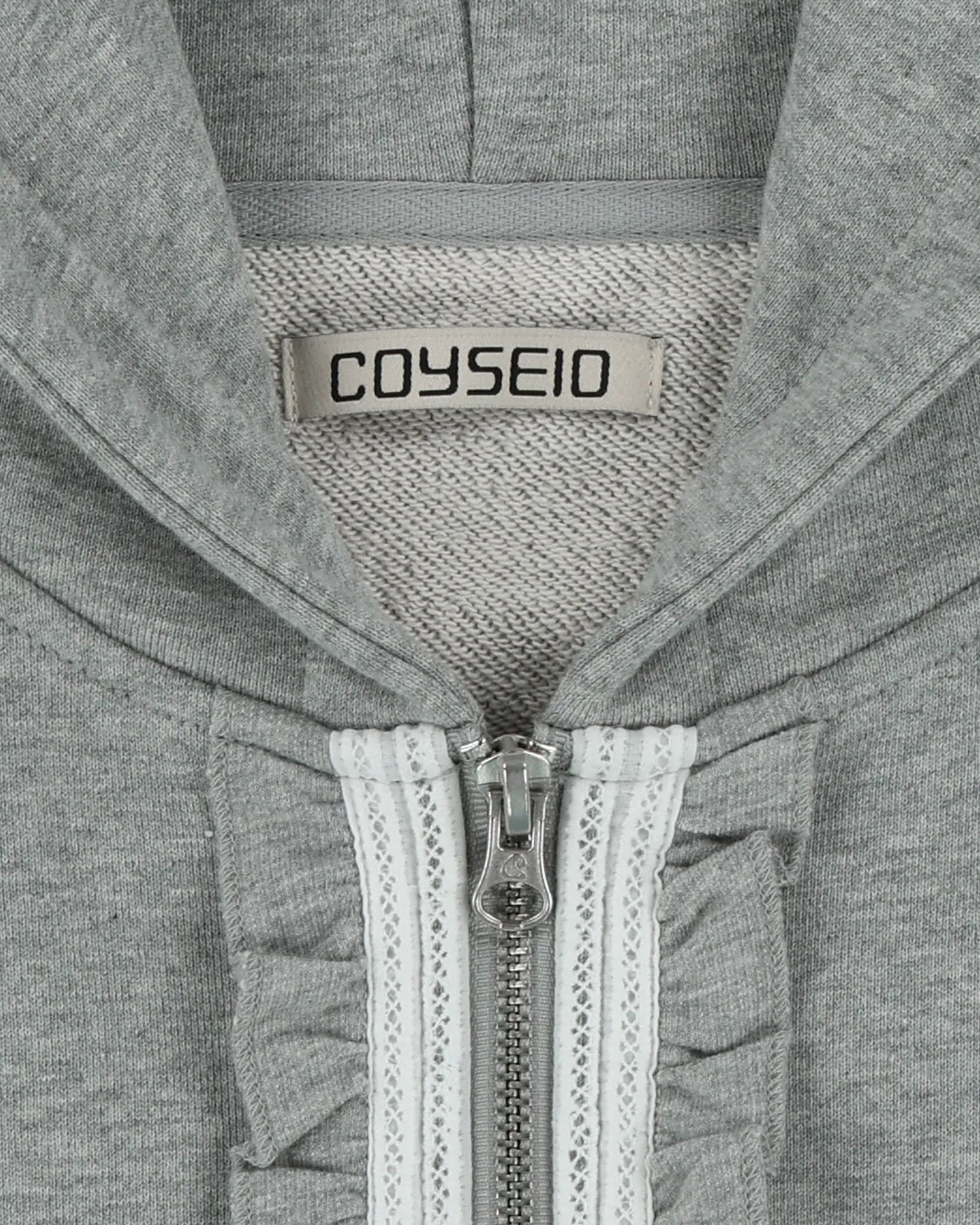 COYSEIO RUFFLE LACE HOOD ZIP-UP